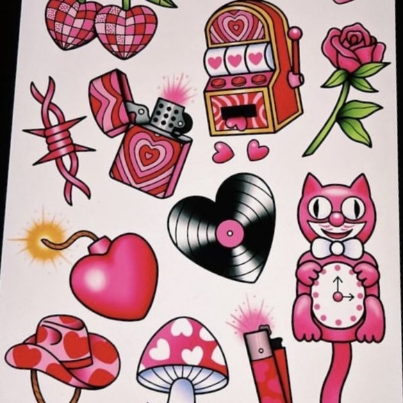 Pink and Black Temporary Tattoo Set 20 - Picture 7 of 9